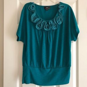 NWOT Byline by Byer California Ruffle Rose Bud Top